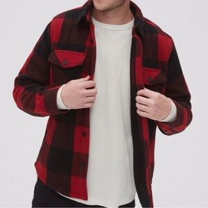 EUC GAP Men's Buffalo Check Sherpa-Lined Wool-Blend Jacket
